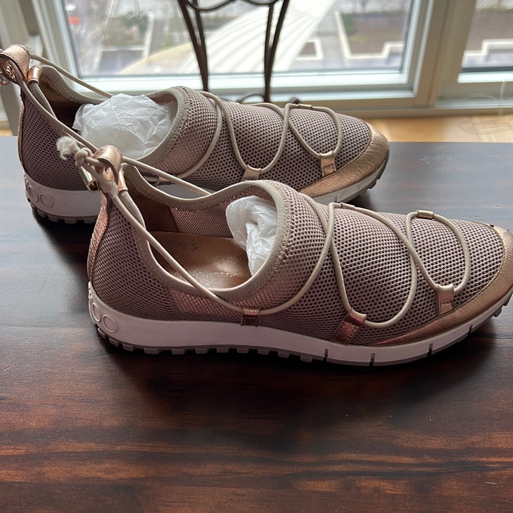 Jimmy Choo Andrea rose gold slip on ballet sneakers 36.5 6.5